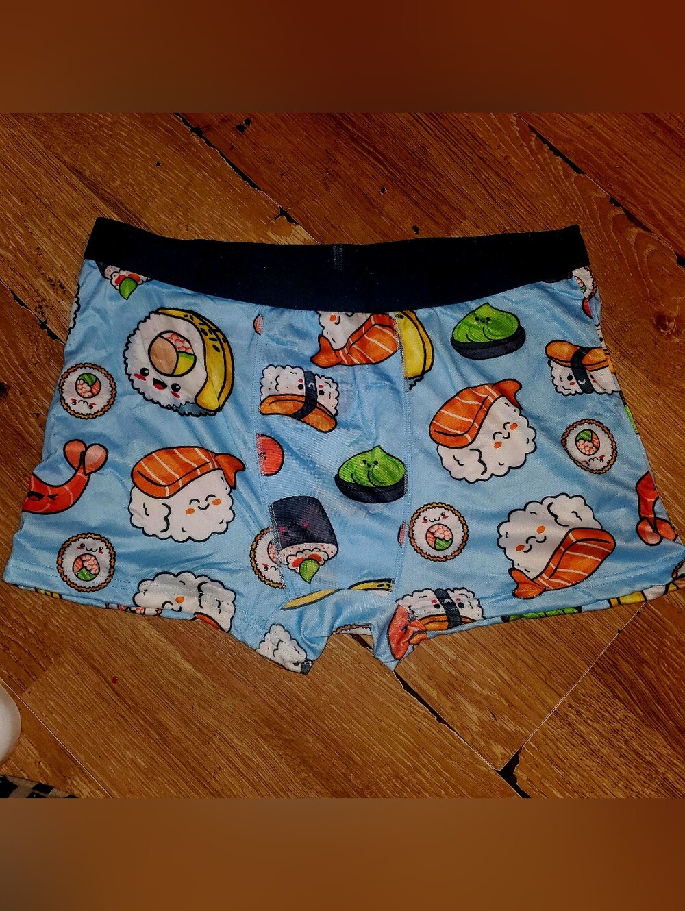 Cute Sushi Kawii Character Print Boxer Shorts - Light Blue